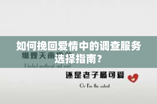 如何挽回爱情中的调查服务选择指南？