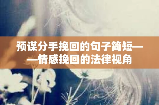 预谋分手挽回的句子简短——情感挽回的法律视角
