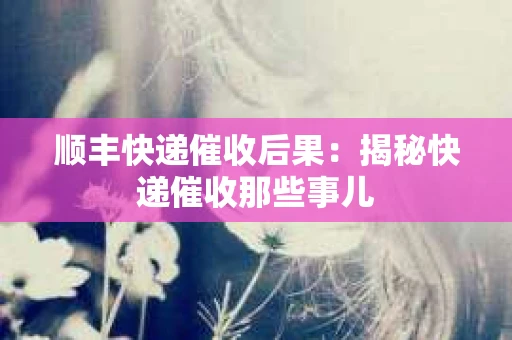 顺丰快递催收后果：揭秘快递催收那些事儿