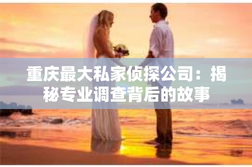 重庆最大私家侦探公司：揭秘专业调查背后的故事
