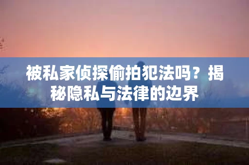 被私家侦探偷拍犯法吗？揭秘隐私与法律的边界
