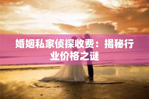 婚姻私家侦探收费：揭秘行业价格之谜